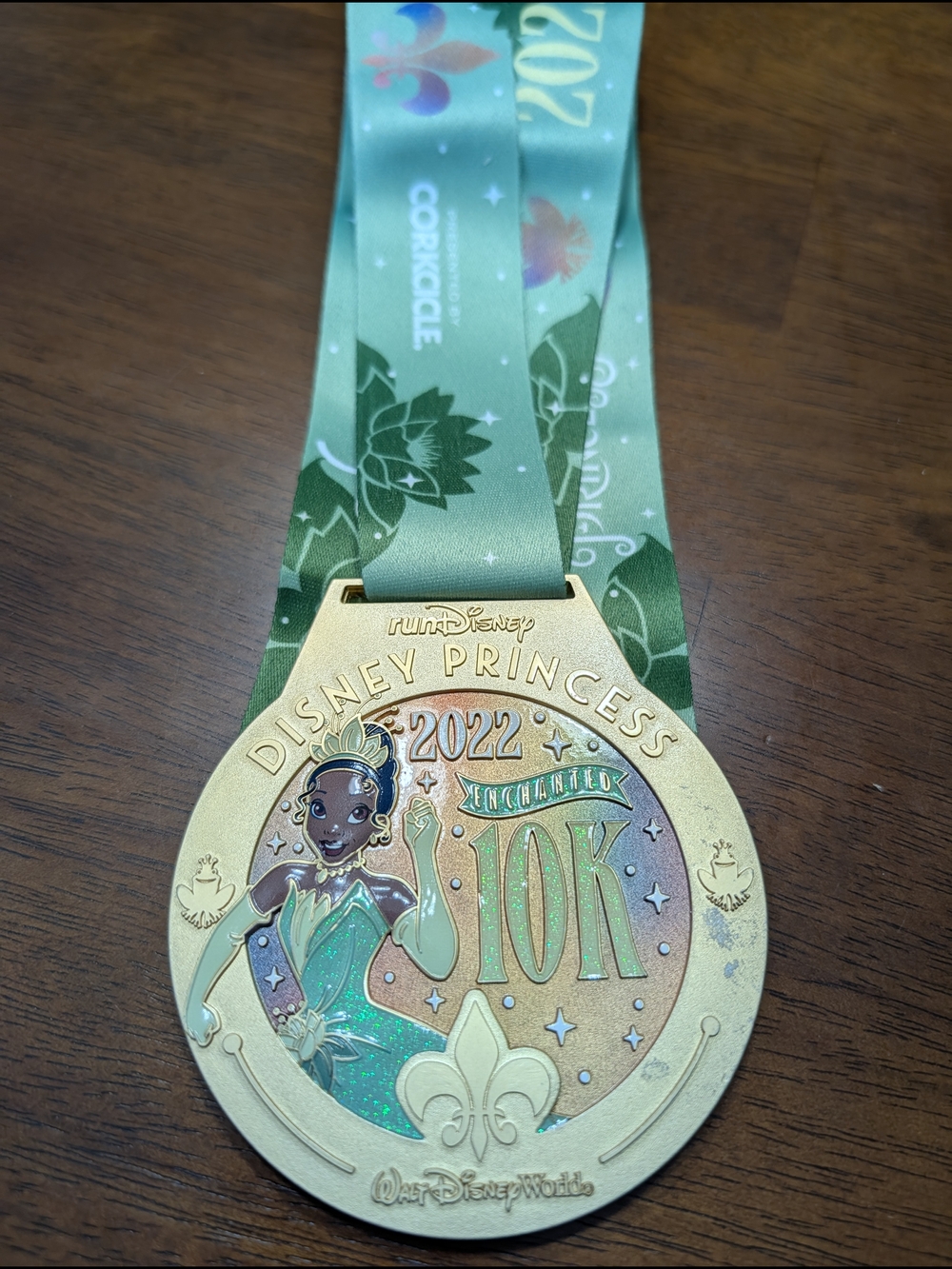 Disney Princess 2022 Enchanted 10K Medal - Gold & Mint Ribbon